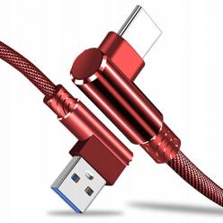 Kabel USB Typ-C Fast Charge QC Angle 90° - Czerwony
